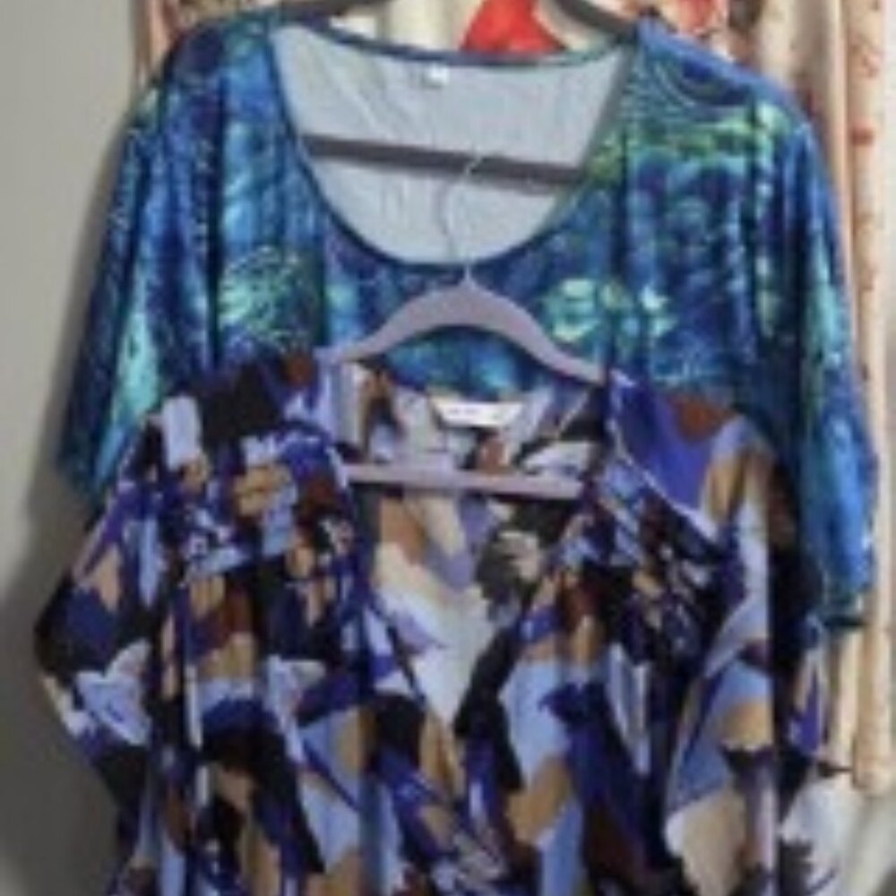 Lot of Three Tops/Blouses 5X Plus Peacock Cardinal NWOT